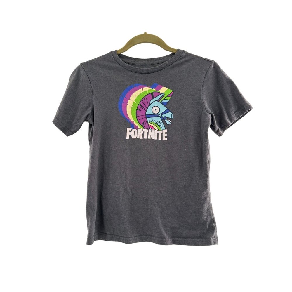 Fortnite Youth T-Shirt Llama Graphic‎ Gray Short Sleeve Size 10/12 Tee Shirt